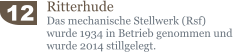 Ritterhude Das mechanische Stellwerk (Rsf) wurde 1934 in Betrieb genommen und wurde 2014 stillgelegt. 12